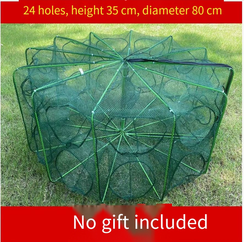 Windyun 1 Pcs Foldable Fishing Net Landing Net with Telescoping Pole Handle Collapsible Crab Trap Hexagon Fishing Bait Trap with Rope and Lure Bag for Crab Crayfish Shrimp(Army Green)