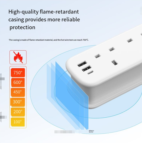 Unidapt Extension Lead With Usb Slots,2 Socket Extension Cable With 1 Usb C And 2 Usb A, 3250W 13A, Multi Power Strip Plug Extension With 1.5M Rollable Extension Cord For Home Office Travel, White
