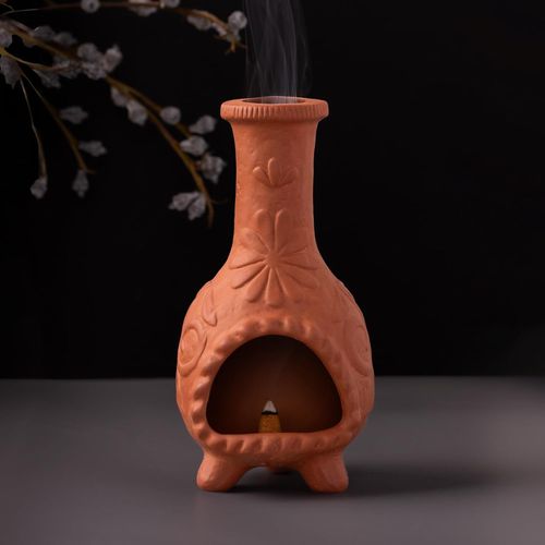 Palo Santo Mini Chiminea - Elegante soporte de incienso de cerámica para limpieza y relajación - Soporte de textura de salvia hecho a mano, ideal para meditación y altares - Diseño duradero para quemar palos