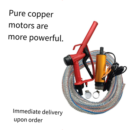 stainless Steel Booster Pump Lawn Jet pumps Dc 12v-24v Oil Pump, 5 Meter Steel Oil Hose Submersible Fuel Pump, Electric Submersible Pump Refueling Gun Combination Set for Home Garden Water Transport I