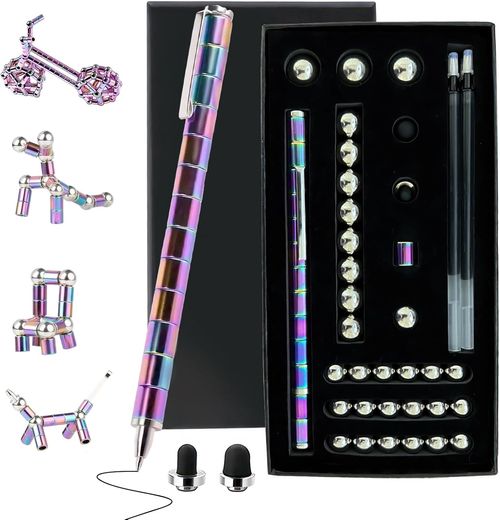 Magnetic Fidget Pen - Multifunctional Decompression Magnet Writing Toy Pen, Gift for 10-15 Year Old Boys Girls, Decompression Magnetic Metal Ballpoint Pen, Multifunctional Magnet Writing Pen (Multi)