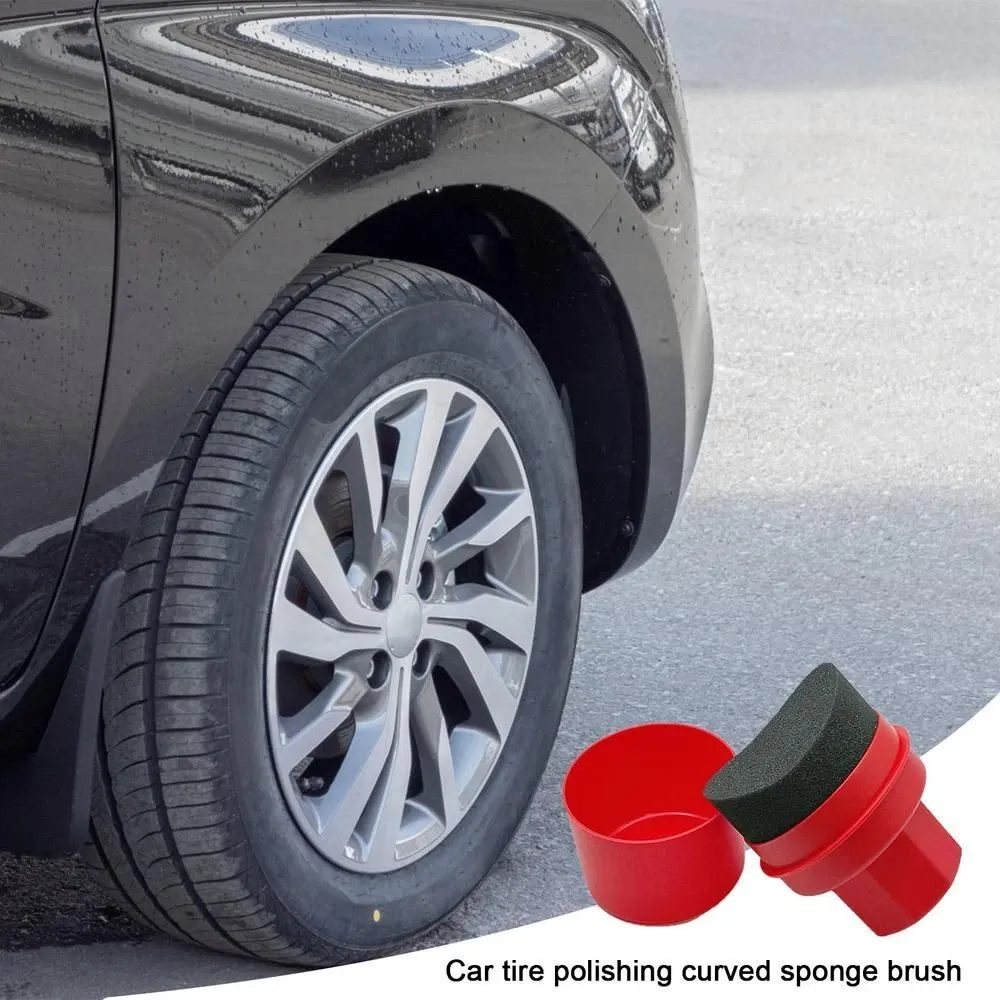 Car Tire Waxing Sponge Car Wax Applicator Pad with Lid Curved Shaped Easy Waxing