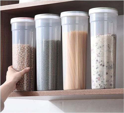 kitchen jars 2L Tall Clear Spaghetti Pasta Storage Container With Adjustable Lid Plastic Kitchen Food Storage Jar Kitchen Storage Containers Useful Container Set