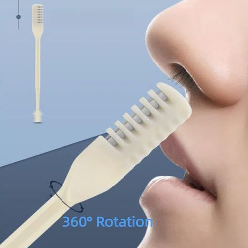2-in-1 Nasal Cutter, Upgrade Double Sided Nose Knife, 360 Nostril Hair Remover Tool, Trimmer for Men, Women, Soft Cleaning Brush (Cream)