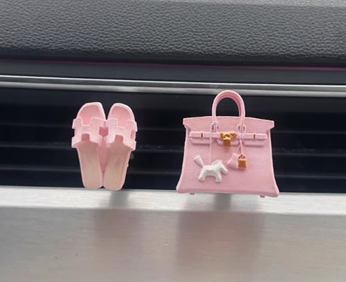 Hot selling product luxury bag car vent clip air conditioner air freshener slippers model car aroma diffuser for girls