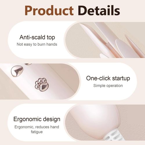 Automatic Hair Curling Iron, Fully Automatic Curling Stick Lazy Curling Tool, Anti-Scald Curling Wand for Travel, Rotating Curling Wand for Women (Beige)