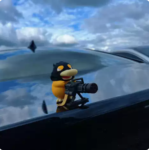 9cm  Road Bandits   Gatling Duck center console creative car decoration roof and rear doll figurine