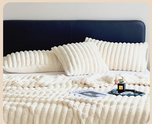 Striped fleece pillowcase multi-functional nap sofa cushion car pillowcase Fale fleece air conditioner pillowcase