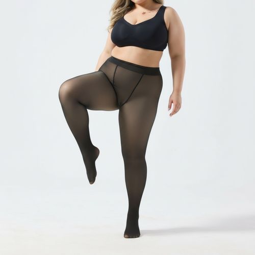 Women Warm Fleece Translucent Pantyhose Tights Fake Translucent Fleece Winter Thermal Pantyhose Leggings for Women