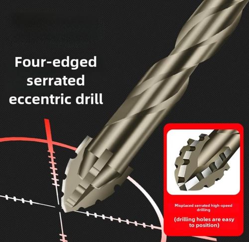 New Four-Flute Sawtooth Eccentric Drill Bit,Titanium-Coated Design Drill Bit, High Hardness Skewed Head Eccentric Drill Bits, Multiple Sizes Drill Bit Set for Wood and Metal