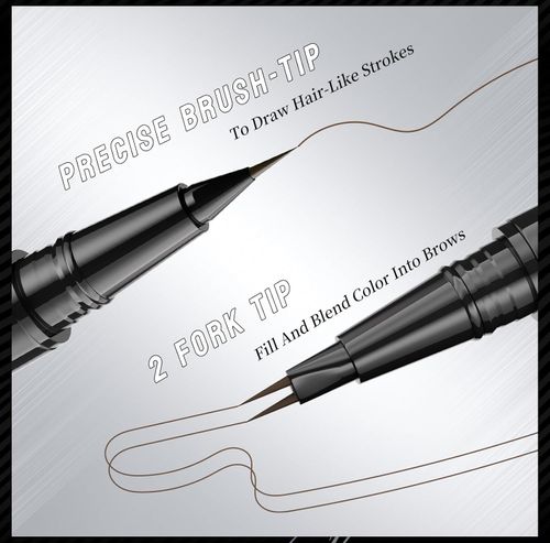Microblading Eyebrow Pen Waterproof, Eyebrow Pencil, Brow Pencil 2-in-1 Dual-EndedMicroblading Eyebrow Pen with MicroFork-Tip and Precise Brush for Natural Makeup All Day