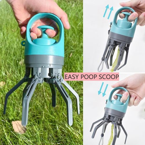 Dog Pooper Scooper Small Portable with Bags, Handheld Cat Pet Pooper Scooper Guinea Pigs Poop Scoop Grabber Collector Waste Dirt Pickup for Grass Garden Walks Travel