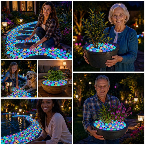 2026 Colorful Glow-in-the-Dark Garden Stones Night Guide Luminous Pebbles Rainbow Glow in the Dark Stepping Rocks Outdoor Landscaping Decor Glowing Stones Fish Tank Aquarium Decorations