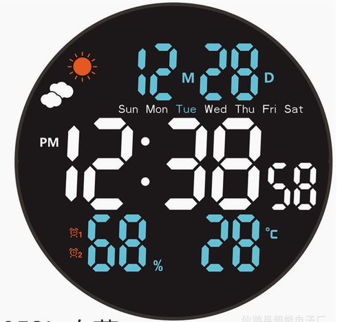 Digital Wall Clock with Temperature Calendar LED Digital Alarm Clock for Living Room Kitchen Classroom Decor Clocks