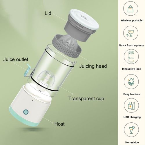 Electric Citrus Juicer, Rechargeable Juicer Machine with USB Cable and Cleaning Brush, Orange Lime Lemon Grapefruit Juicer Squeezer