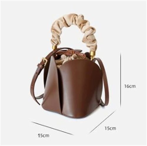 JSEIAJB Solid Color Handbag Bucket Bag Ladies Drawstring Shoulder Bag