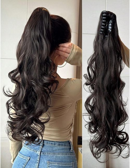 60 cm Hairpiece Ponytail Extensions Braid Hair Extension Braid Hairpiece with Clip Pony Hairpiece Real Hair Braids Extensions Hair Topper Women's Real Hair Ponytail