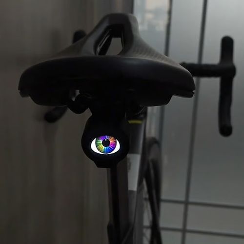 Demon Eye Bikes Taillight, 2pcs Led Dynamic Devil Eyes Light for Bicycle with Muti Colors Modes and DIY Personalized Light Display, Waterproof, USB Rechargeable, for Smart Bikes,Cycle (with Bracket)