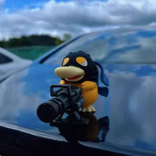 9cm  Road Bandits   Gatling Duck center console creative car decoration roof and rear doll figurine