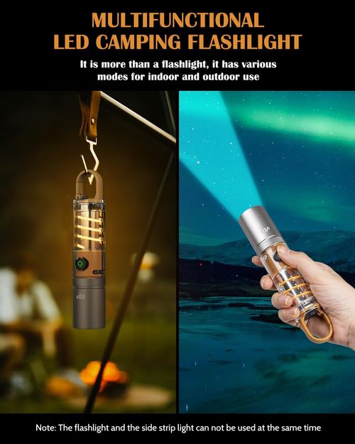 VLU Flashlight, Tactical Flashlights High Lumens, Rechargeable 1000 Lumens LED Flashlight with 5 Modes, Waterproof Focus Zoomable Flashlights for Home, Outdoor, Camping, Emergency, Gift for Men Women