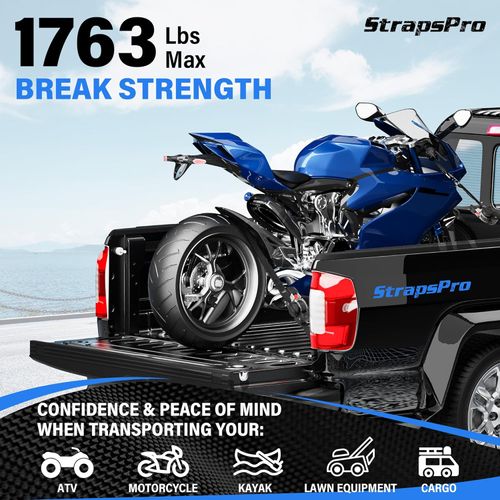 Retractable Ratchet Straps, 1763lb Break Strength Self Retracting Ratchet Straps Heavy Duty with Soft Loops, 10FT Auto Tie Down Straps Easy Retract for Motorcycle, Truck, Securing Cargo