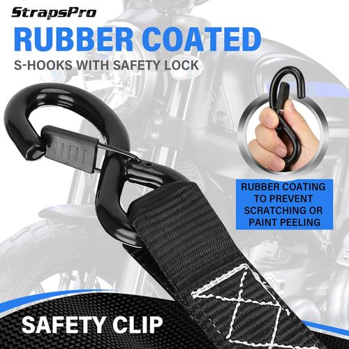 Retractable Ratchet Straps, 1763lb Break Strength Self Retracting Ratchet Straps Heavy Duty with Soft Loops, 10FT Auto Tie Down Straps Easy Retract for Motorcycle, Truck, Securing Cargo