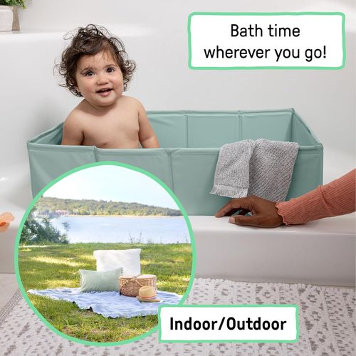 Ingenuity Tuckaway Toddler Folding Tub, Converts Shower to Tub, Folds to Store, Easy to Clean, No Assembly Required, Portable Baby Bathtub for Travel, 12M-5Y