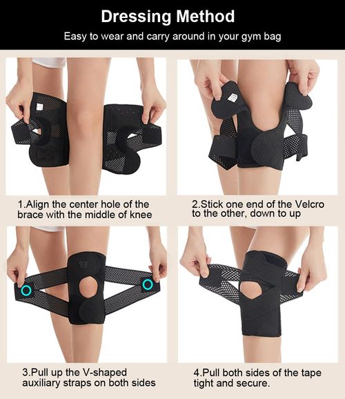 Knee Brace for Women Men Knee Braces for Knee Pain, Adjustable Compression Sleeve Knee Brace for Meniscus Tear with Side Stabilizers (Black, Medium)