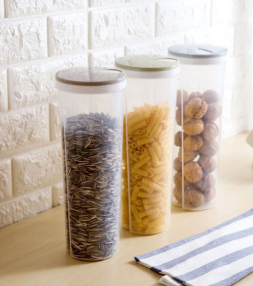 kitchen jars 2L Tall Clear Spaghetti Pasta Storage Container With Adjustable Lid Plastic Kitchen Food Storage Jar Kitchen Storage Containers Useful Container Set