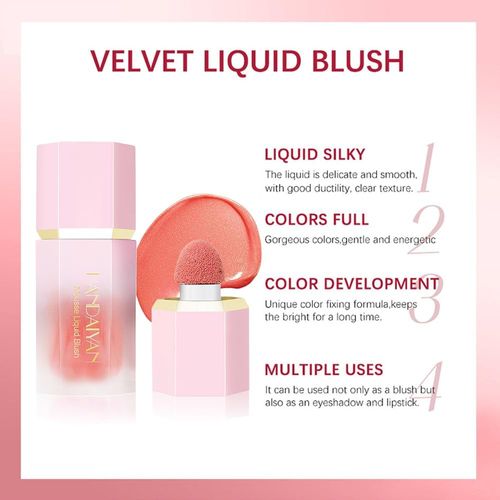 Liquid Blush, Matte Liquid Blush, Liquid Blush Beauty Wall Soft Cream Blush Makeup, Breathable Natural Look (Rose)