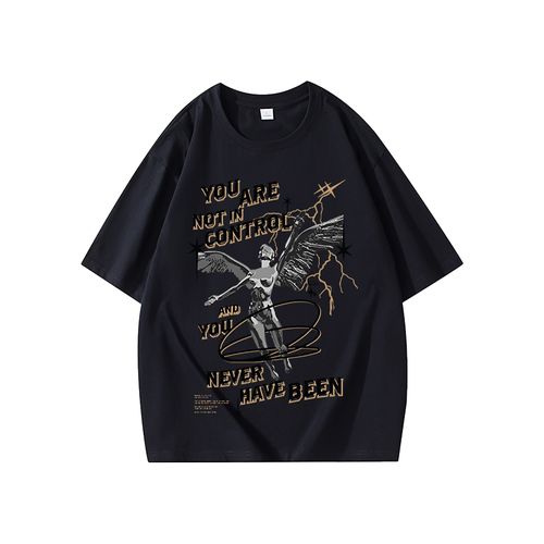 This eye-catching graphic T-shirt draws inspiration from street-style aesthetics. Featuring a graphic print on the front and a logo on the back, it skillfully blends bold typography with a retro athletic vibe. Crafted from premium fabric, it offers a soft feel and ensures comfortable everyday wear.
