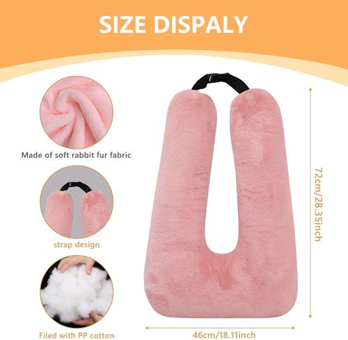 Travel Pillow Car Sleeping Long Journeys Pillows for The Back seat Adults and Children on Head Support and Body Support U-Shaped Pillows(Pink)