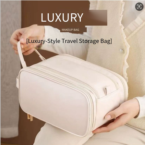 Three-layer Double Zipper U-shaped Cosmetic Bag