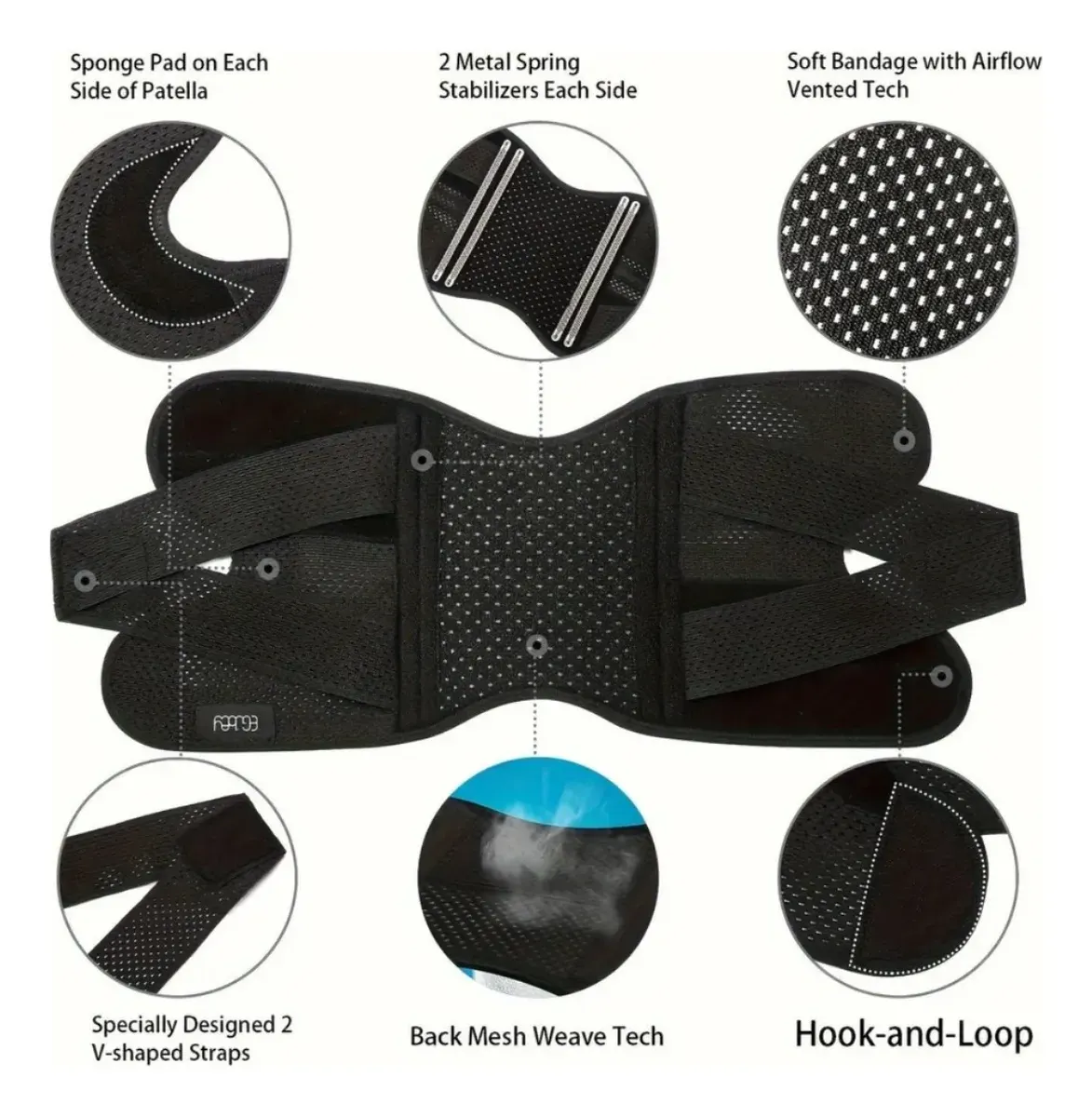 Knee Brace for Women Men Knee Braces for Knee Pain, Adjustable Compression Sleeve Knee Brace for Meniscus Tear with Side Stabilizers (Black, Medium)