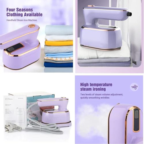 Travel Steamer Iron for Clothes, 1000W handheld size portable Steamer Support Dry and Wet Ironing 180° small hand garment electric steam ironing machine for dress shirt travel (PURPLE)