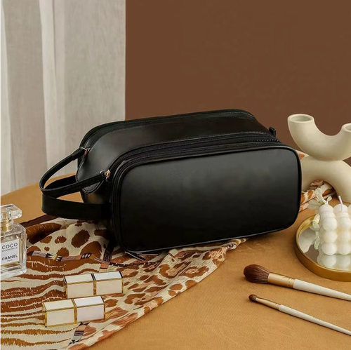 Three-layer Double Zipper U-shaped Cosmetic Bag