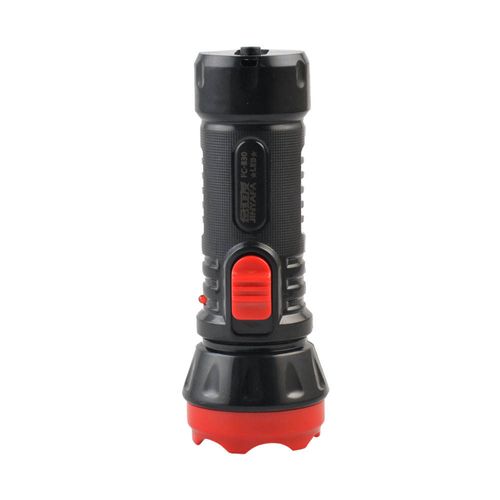 Portable ABS LED flashlight with built-in charging plug, rechargeable 1W flashlight for outdoor and household emergency use.