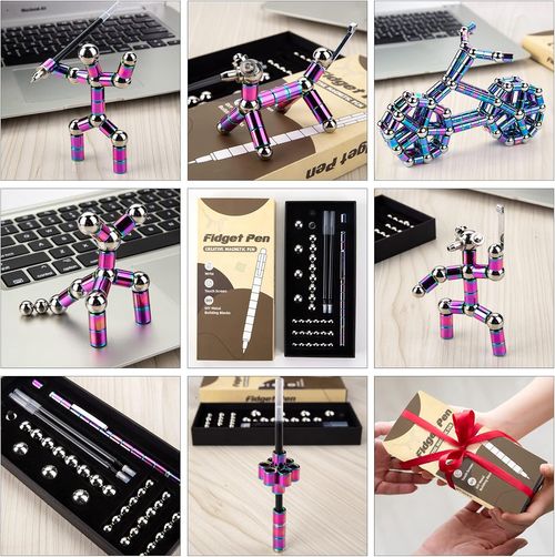 Magnetic Fidget Pen - Multifunctional Decompression Magnet Writing Toy Pen, Gift for 10-15 Year Old Boys Girls, Decompression Magnetic Metal Ballpoint Pen, Multifunctional Magnet Writing Pen (Multi)