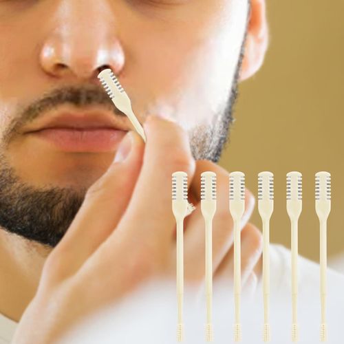 2-in-1 Nasal Cutter, Upgrade Double Sided Nose Knife, 360 Nostril Hair Remover Tool, Trimmer for Men, Women, Soft Cleaning Brush (Cream)