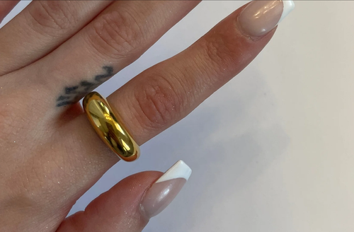 Elegant Women Jewelry Waterproof Stainless Steel PVD Plated Thick Chunky Dome Rings Statement Tarnish Free Engraved Ring Women