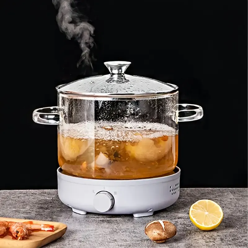 1pc Heat Resistant Clear Glass Stew Pot with Lid - Durable, easy to clean, versatile, can be used for stews, pasta, noodles, gas and electric hob compatible, dishwasher safe, ideal for cooking shrimp and lime pasta, dishwasher safe cookware, Pasta Saucepan, Modern Kitchenware, Sleek Cookware, Sturdy Construction, Durable Glassware, Versatile Saucepan, Busy Professionals, Home Chefs