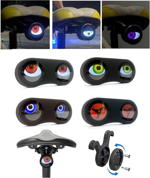 Demon Eye Bikes Taillight, 2pcs Led Dynamic Devil Eyes Light for Bicycle with Muti Colors Modes and DIY Personalized Light Display, Waterproof, USB Rechargeable, for Smart Bikes,Cycle (with Bracket)