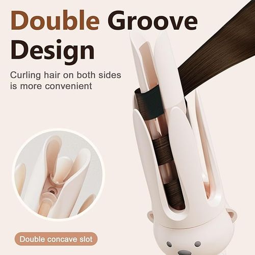 Automatic Hair Curling Iron, Fully Automatic Curling Stick Lazy Curling Tool, Anti-Scald Curling Wand for Travel, Rotating Curling Wand for Women (Beige)