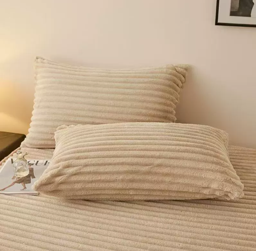 Striped fleece pillowcase multi-functional nap sofa cushion car pillowcase Fale fleece air conditioner pillowcase