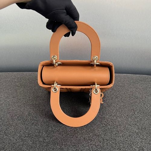 Christian Dior  Calfskin Cannage Small My ABCDior Lady Dior Tan