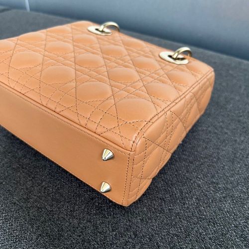 Christian Dior  Calfskin Cannage Small My ABCDior Lady Dior Tan