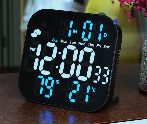 Digital Wall Clock with Temperature Calendar LED Digital Alarm Clock for Living Room Kitchen Classroom Decor Clocks