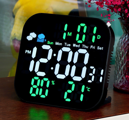Digital Wall Clock with Temperature Calendar LED Digital Alarm Clock for Living Room Kitchen Classroom Decor Clocks