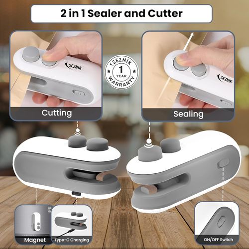 Seznik Portable Mini Sealing Machine for Food, Snacks, Chips, Fresh Storage, Plastic Bag Sealing Machine (White)