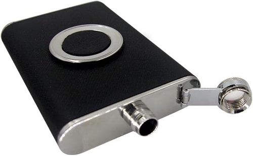 Stainless Steel 8oz Shot Flask Hip Flask With Built in Collapsible Cup (Black)